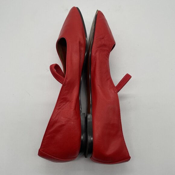 Madewell Shoes Greta Womens Size 8 Red Leather Square Toe Flats Mary Jane Ballet - Picture 11 of 14